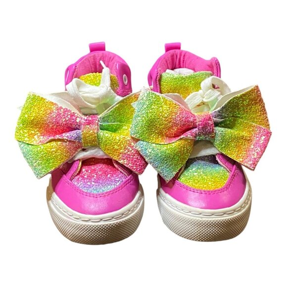 Ground Up Big Girls Glitter Rainbow Sneakers Multi Colored Children’s Sz 12 Bow - Picture 2 of 9